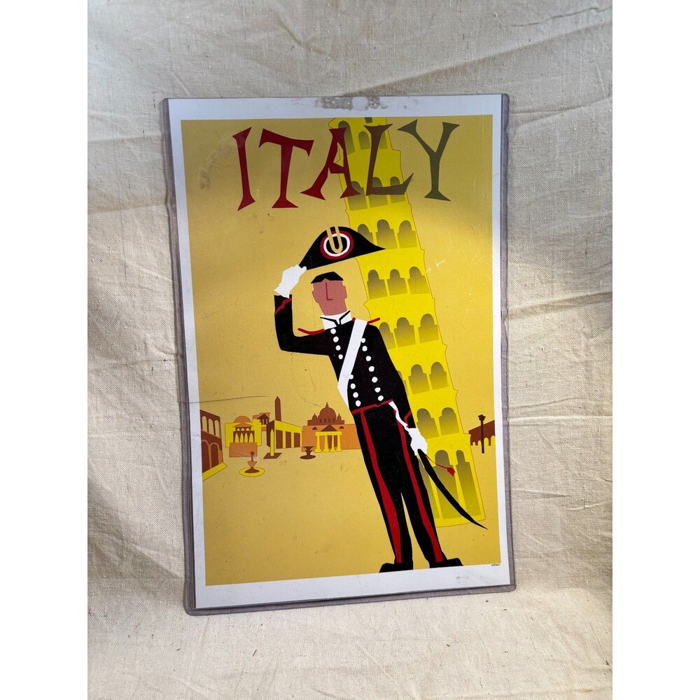 Repoduction Italy Poster Pan-Am Aaron Fine Yellow Pisa No Text